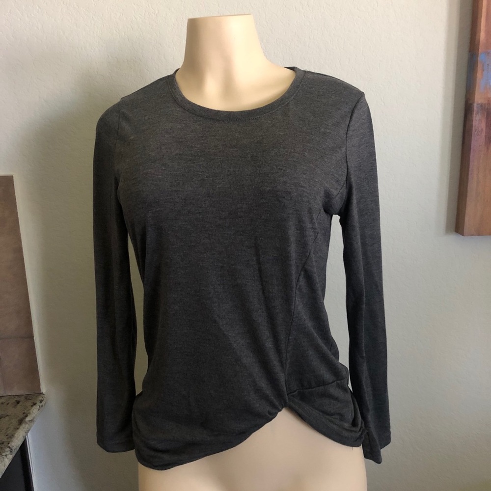 Knotted Soft Long Sleeve Grey Top Size Small